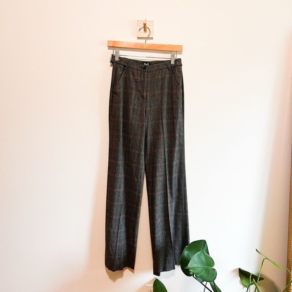 Dolce & Gabbana Vintage Wool Plaid Trouser Pants Size 24/38